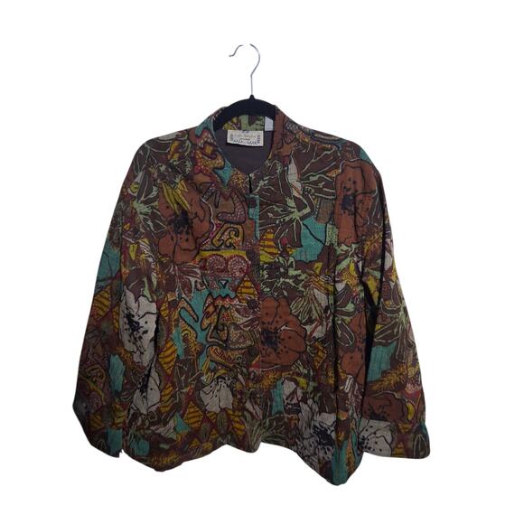 Vintage Life Style Womens 3X Quilted Floral Patchwork Artsy Boho Cardigan Jacket - Picture 7 of 14